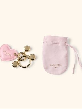 Laduree "Macarons" Charms Keychain Pink Heart Keyring with Gift Box + Dust Bag
